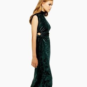 NEW with tags, Size 0 Topshop Green crushed velvet dress